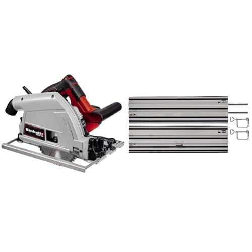 Einhell Tauchsäge TE-PS 165 (1.200 Watt, werkzeuglose Einstellung bei Schnitttiefe + Neigungswinkel, hochwertiges Hartmetall-Sägeblatt) + Führungsschiene (2x1000 mm, für Schnitte von 45° bis 90°)