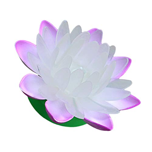 SOLUSTRE LED Lotus Laterne Künstliche Seerosen Schwimmlicht Lotusblume Wunschlicht Kerzen Licht Teichleuchte Teichlicht für Pool Teich Garten Deko Beleuchtung Lila