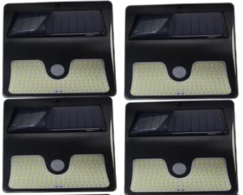 Rovnoes 4 Stück Solarlampen für Außen mit Bewegungsmelder - 230 LED 3 Modi Solar Strahler Außen - IP65 Wasserdichte Solarleuchte Solarlampe mit Bewegungsmelder