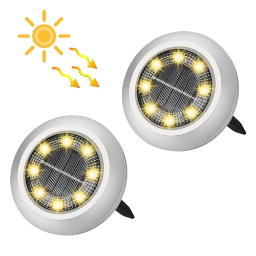 Shurzzesj Boden-Solarleuchten – Outdoor-Solarlampe, wasserdicht, solarbetriebene Bodenleuchten, helles LED-Licht für den Außenbereich für Landschaft,