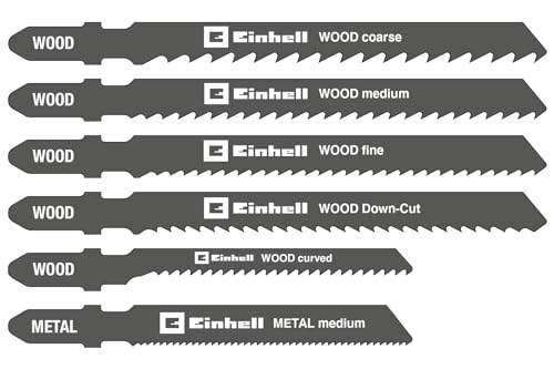 Original Einhell 10-tlg. Stichsägeblatt-Set (Stichsägen-Zubehör, T-Schaft, für Holz und Metall, inkl. Aufbewahrungsbox)
