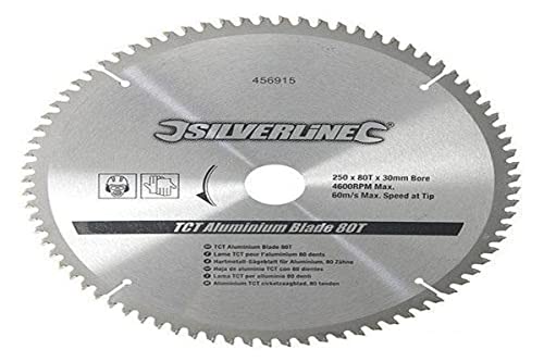 Silverline - Hartmetall-Sägeblatt für Aluminium, 80 Zähne 250 x 30, Reduzierringe: 25, 20 u. 16 mm (456915)