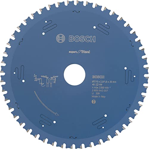 Bosch Professional 1x Kreissägeblatt Expert for Steel (für Stahl, Sägeblatt Ø 210 x 30 x 2,0 mm, 48 Zähne, Zubehör Kreissäge)