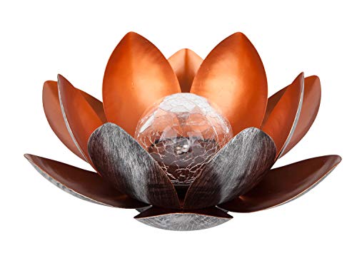 Dehner Solarleuchte Lotus, Ø 27.5 cm, Höhe 12 cm, Metall, silber/rot