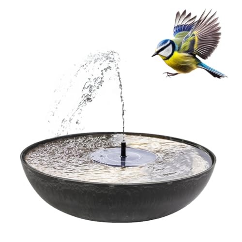 Solarbrunnen Set für draußen 37 cm Schale anthrazit - Dekoschale und Schwimmende Solar Springbrunnen Fontäne als Outdoor Wasserspiel - Außen Gartenbrunnen als Balkon Vogeltränke, Garten Vogelbad