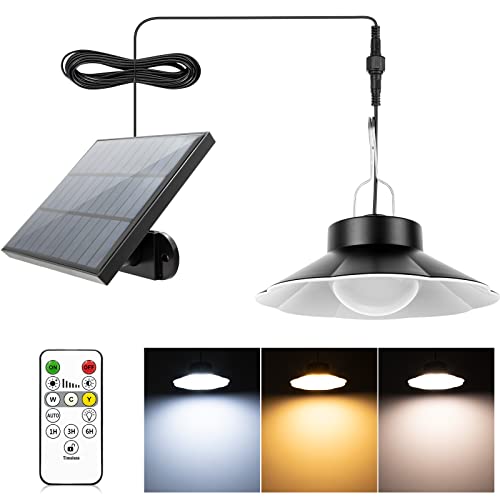 Solar Hängelampe, Solarlampen für Außen Hängend mit Fernbedienung, 920LM 3 Farbtemperatur Solar Lampe Outdoor IP65 Wasserdichte Solar Hängelampen für Garten Terrasse Balkon Pavillon