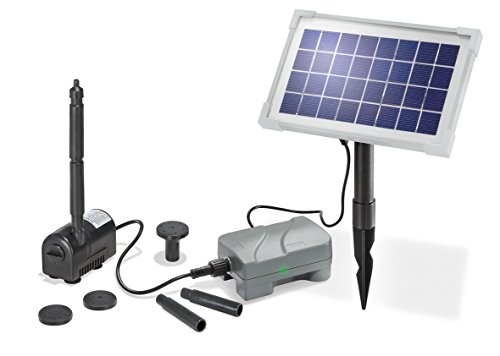 esotec Solar Teichpumpen-Set RIMINI-PLUS 3,5/175 | KIT mit Akku-Box Pumpe Solarmodul | Wasserspiel Solar-Springbrunnen Solarbrunnen für Gartenteich Springbrunnenpumpe | 0,6m 175l/h 101709