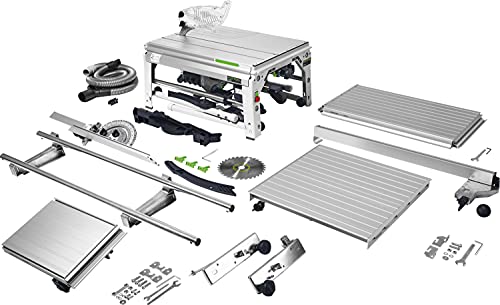 Festool Tischzugsäge CS 70 EBG-Set PRECISIO (mit Kreissägeblatt, Schiebetisch, Längsanschlag, Winkelanschlag, Absaug-Set, Schiebestock, Zubehörgarage, Abstützung mit Transportrolle, Luftfilter)