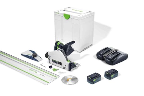 Festool Akku-Tauchsäge TSC 55 5,0 KEBI-Plus/XL-FS (mit Akkupacks, Schnellladegerät, Kreissägeblatt,...