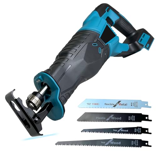 Akku Reciprosäge, Ersatz für Makita 18V BL1830, mit 4 Sägeblätter, 3500 U/min, Kabellose Reciprosäge zum Schneiden von Holz, Kunststoff, Metall (Ohne Akku)