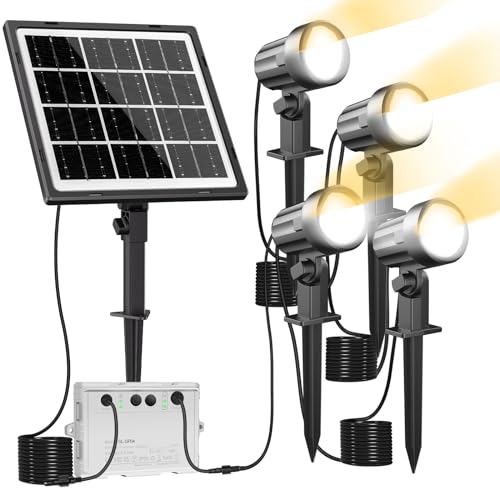 MEIKEE Solar Gartenleuchten 4 in 1 Landschaftsbeleuchtung Warmes und Tageslichtweißes IP66 Wasserdichtes...