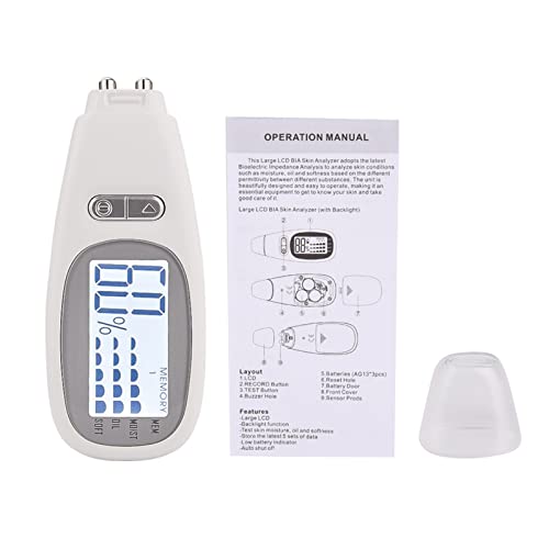 Digitaler Hautdetektor, Feuchtigkeitstester, tragbar, für Weichheit, Feuchtigkeit, Öl, Inhalt, Analysegerät mit Hintergrundbeleuchtung