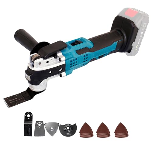 Akku-Multifunktionswerkzeug für Makita 18V Akku, 3° Swing, Multitool mit 6 Geschwindigkeiten und LED-Licht, oszillationswerkzeug zum Entfernen,Schaben,Schneiden, Ohne Akku (A)