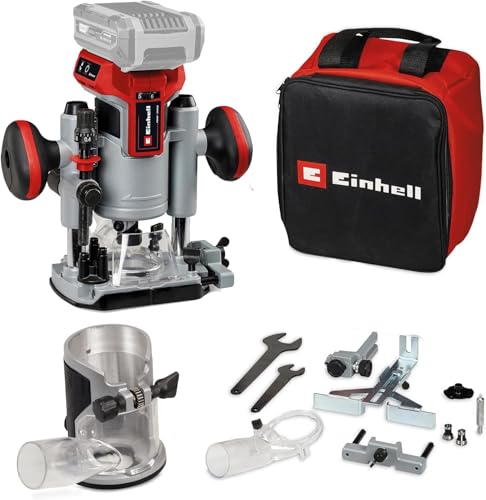 Einhell Professional Akku-Oberfräsen-Kantenfräsen-Set TP-RO 18 Set Li BL-Solo Power X-Change (18 V, Brushless, Frästiefen-Feineinstellung, inkl Zubehör+Tasche, ohne Akku)