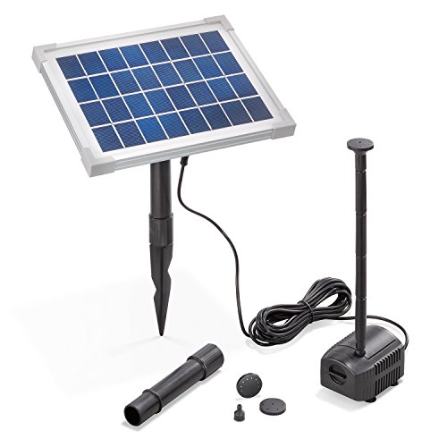 esotec Solar Teichpumpe mit Filter für außen | SET Sprinklerpumpe 250l/h Erdspieß Solarmodul 5W |...