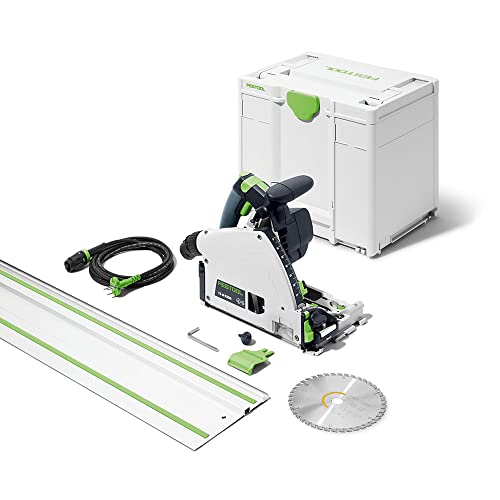 Festool Tauchsäge TS 60 KEBQ-Plus-FS (mit Kreissägeblatt, Sichtfenster, Splitterschutz, Innensechskantschlüssel, Führungsschiene), im Systainer