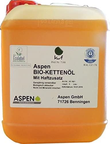 Bio Kettenöl mit Haftzusatz für Motorsägen und Harvester, Größe:5 Liter