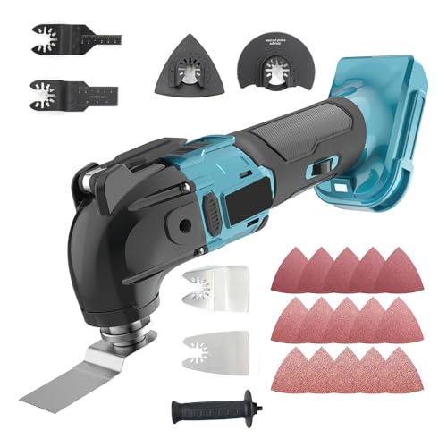 Bürstenloser Akku Multifunktionswerkzeug, Ersatz für Makita 18V BL1850, mit 22 Zubehör, Multitool 6 Einstellbare Geschwindigkeiten, zum Entfernen,Schaben,Schneiden (ohne Akku)