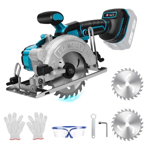 Akku-Kreissäge für Makita 18V Lithium-Akku, Bürstenlose Mini Handkreissäge mit 2 Sägeblättern,...