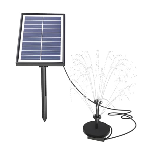 Irishom Solar-Wasserpumpe mit 17-teiligem Doppelschicht-Düsenset, 7 W Solarbrunnenpumpe, eingebauter 3000 mAh Akku, 350 l/h Solar-Teichpumpe