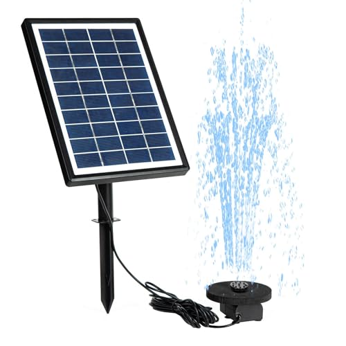 Solarwasserpumpe für Teich, Solarbrunnenpumpe für Vogelbad,7W Solarbrunnen-Set | Solarpanel, freistehende schwimmende solarbetriebene Springbrunnenpumpe mit 12 Düsen für Vogelbad, Wasserspiel, Teich,