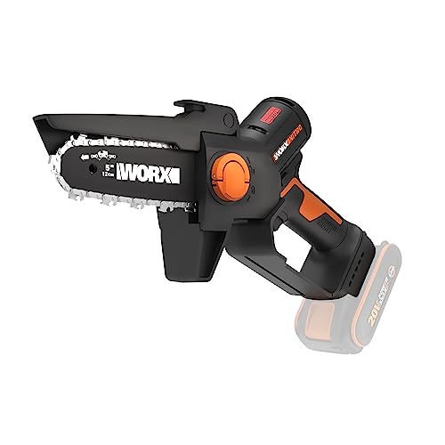 WORX WG325E.9 Nitro Profi Mini Akku-Kettensäge 20V - Einhand Ast-Säge - leistungsstarker Brushless Motor - 12cm Schwertlänge - leicht & kompakt - automatische Kettenschmierung - ohne Akku & Ladegerät