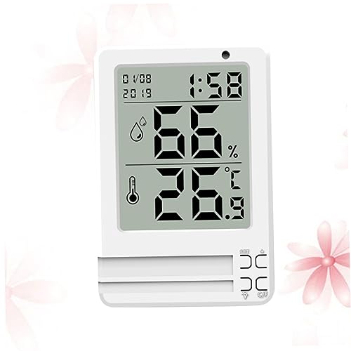 MILISTEN Hausthermometer digitalthermometer digital thermometer temperaturmesser digital-thermometer hygrometer digital raumthermometer innen Zeitanzeige Thermometer Heimhygrometer Weiß