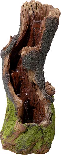 dobar® 96310e Großer Design Gartenbrunnen Naturgeist | Terrassenbrunnen mit LED-Beleuchtung | Wasserfall aus Polyresin | Springbrunnen Outdoor | Dekorativer Zierbrunnen Baumoptik | 33 x 28 x 78 cm