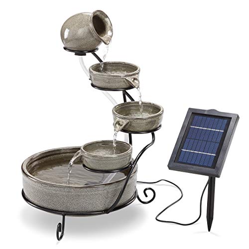 esotec Solarbrunnen für draussen Firenze | Kaskadenbrunnen | Solar Springbrunnen für außen | Gartenbrunnen...