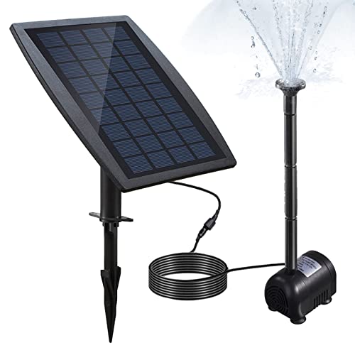Decdeal Bürstenlose Solar Teichpumpe Solar-Brunnen Wasserpumpe mit Solarpanel 9V 2.5W,Für Außen Mit 300cm Kabellänge,200L/H