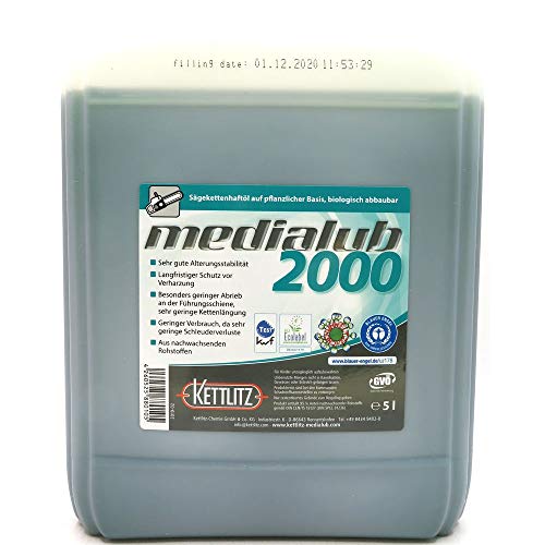 5 Liter Bio Kettenöl KETTLITZ-Medialub 2000 'Blauer Engel' Sägekettenhaftöl biologisch abbaubar