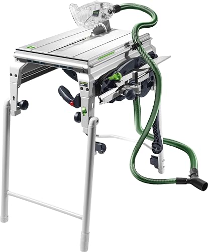 Festool Tischzugsäge CS 50 EBG PRECISIO (mit Kreissägeblatt, Winkelanschlag, Klappbeine, Splitterschutz, Absaug-Set, Schiebestock,Zubehörgarage,Abstützung mit Transportrolle,Innensechskantschlüssel)