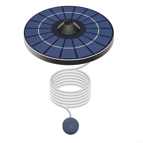 Solarbetriebener Teichbelüfter, Sauerstoffpumpe mit Luftschlauch und Blasenstein, 6 V, 2,5 W, Solar-Sauerstoffgeber für Aquarien, Außenpool und Gartenteich