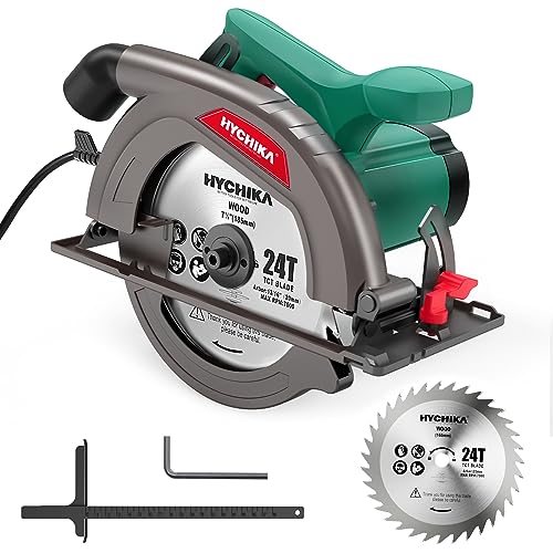 HYCHIKA Handkreissäge, 1300W 4500RPM Kreissäge 185mm, Leistungsstarker Motor, Schnitttiefe 65mm (90º), 45mm...