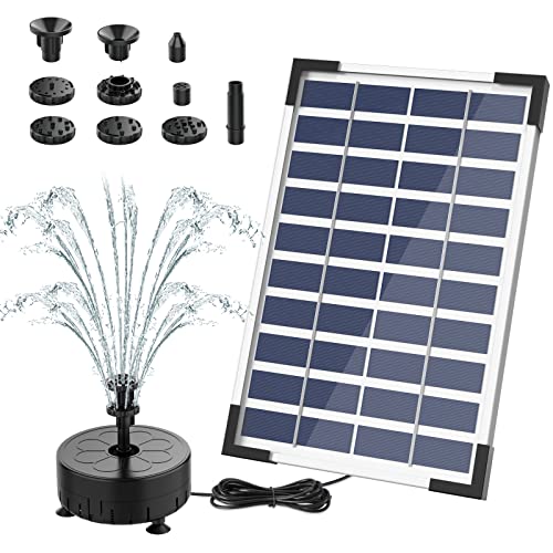 AISITIN 5.5W DIY Solar Springbrunnen, Neuestes Upgrade Solar Teichpumpe Solarbrunnen mit 10 Fontänenstile Solar Wasserpumpe für Garten,Teich,Vogelbad,DIY-Wasserspiel