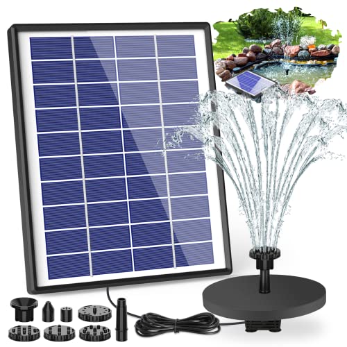 AISITIN Springbrunnen mit 6.5W Solar Panel Eingebaute1500 mAh Batterie Teichpumpe Wasserpumpe Schwimmender Fontäne Pumpe mit 6 Fontänenstile für Garten,Wasserspiele,Vogel-Bad,Teich