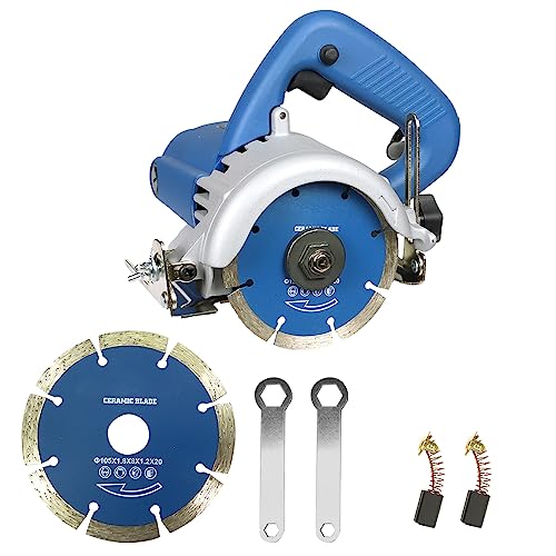 Hancaner Trocken Steintrennsäge 1200Watt Fliesensäge, incl.Ø105mm Hochfeste-Trennscheibe, 12000U/min & 0-45 Grad Fasenschnitt, von Marmor, Fliese, Keramik, Holz, PVC