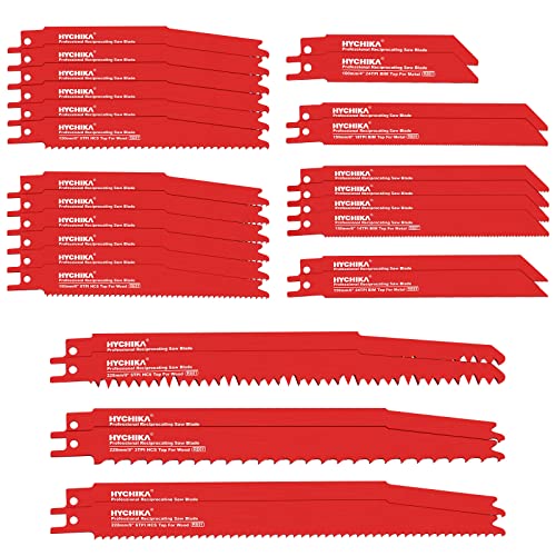 HYCHIKA Säbelsägeblätter Set, 32PCS Sägeblätter Säbelsäge Holz, zum Schneiden von Metall und Holz mit Organizer Koffer