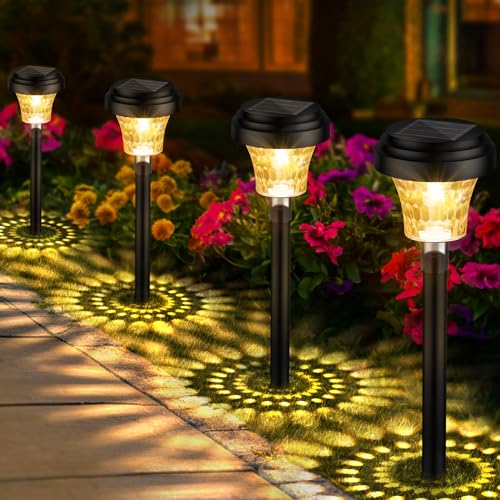 FOMYHEARD 8 Stück Solarlampen für Außen Garten, Solarleuchten Garten mit Warmes Licht & 7 RGB Farbwechsel, IP65 Wasserdicht Auto Ein/Aus LED Gartenleuchten Solar Wegeleuchten für Außen Gartendeko