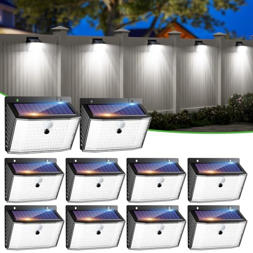 nipify 10 Stück Solarlampen Bewegungsmelder, 168 LED Superhelle Solarleuchte Solarstrahler Außen, 3 Modi IP65 Wasserdichte Solar Aussenleuchte Wandleuchte für Aussen Dachrinne Garage