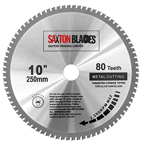 Saxton TCT25080TMB Kreissägeblatt zum Schneiden von Stahl, Aluminium, Kupfer, Metall, 250 mm x 80 Zähne,...