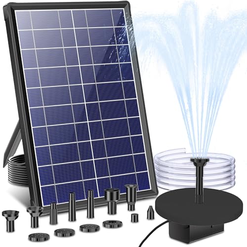 Biling 7.5W Teichpumpe Solar Wasserpumpe mit Filter, 93 GPH Solarpumpe für Brunnen mit 1,5 m Schlauch für Solar Wasserspiel, 6 Düsen Solarbrunnen für Außen Garten, Teich, Wasserfall Bachlaufpumpe