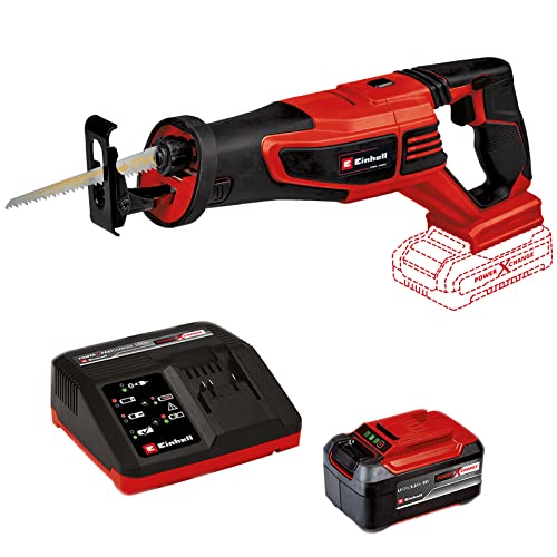 Einhell Akku-Universalsäge TE-AP 18/28 Li BL Power X-Change (Li-Ion, 18 V, 28 mm Hubhöhe, bürstenloser Motor, drehbarer Hauptgriff, Anti-Vibrations-Funktion, inkl. 5,2 Ah Akku und Fastcharger)