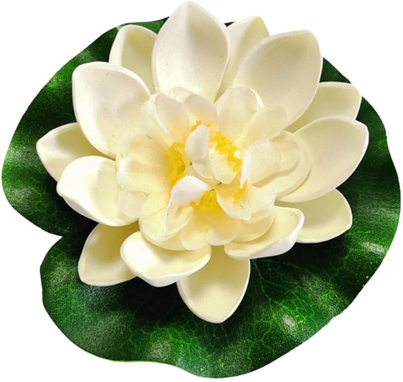 LNYMZD 1Pc Weiß Künstliche Blume,schwimmend,lebensechte Seerose,Gartendekoration,Mikro für Teichlandschaft,10 cm,Teiche and Zubehör,Teichpflanzen,Garten