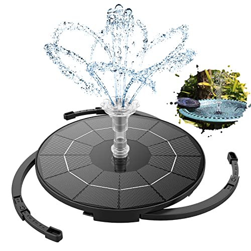 AISITIN Solar Springbrunnen mit 3.5W DIY Abnehmbares Sonnenkollektor, Solar Teichpumpe 2024 Upgrade, Runden Solarbrunnen mit 8 Fontänenstile für Gartenteich,Vogelbad,DIY Wasserspiel,Fisch Tank