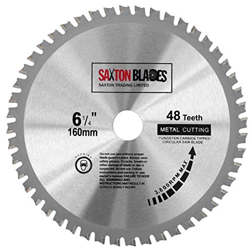 Saxton TCT16048TMB Kreissägeblatt zum Schneiden von Stahl, Aluminium, Kupfer, Metall, 160 mm x 48 Zähne,...