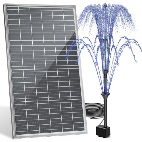 AMZtime 20W Solar Springbrunnen für Außen, 2024 Aufgerüsteter Solarbrunnen für Draussen, Solar Teichpumpe für Außen,Solarpumpe für Vogeltränke, Teich,Garten,Außen und Drinnen,DIY-Wasserspiel