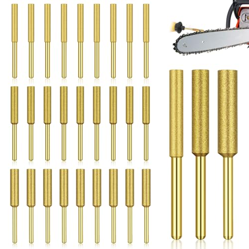 Diamant Kettensägenschärfer Kettensäge Schärfgerät 30 Stück Diamond Chainsaw Sharpener Schleifsteine Hohe Härte Schleifstift 3 Verschiedene Größe 4mm 4,8mm 5,5mm zum Schärfen und Schleifen