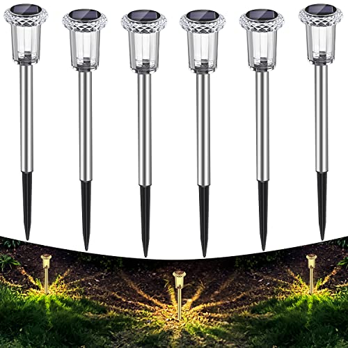 Auting LED Solarleuchten für Garten, 6 Stück Warmweiß Farben wasserdichte Solarlampe für außen, Terrasse, Rasen, Garten, Hof, Wege