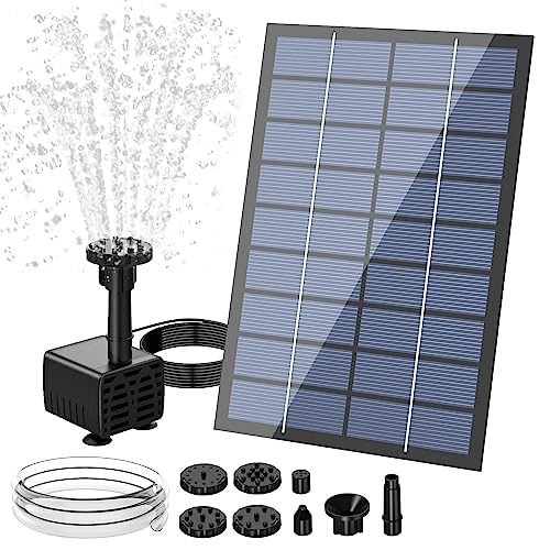 AISITIN Solar Springbrunnen für Außen 2.5W DIY Solarbrunnen für Draussen 2024 Upgrade Solarbrunnen mit 1,2M Wasserleitung Solar Teichpumpe mit 6 Fontänenstile Solarpumpe für Garten,Vogelbad,Teich